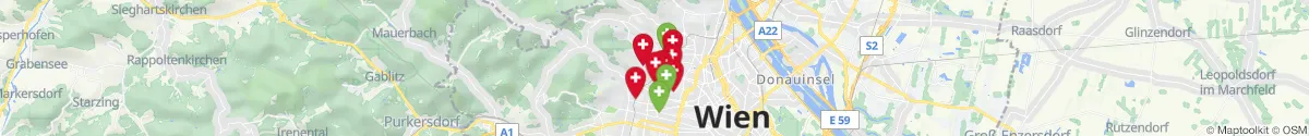 Map view for Pharmacies emergency services nearby Gersthof (1180 - Währing, Wien)